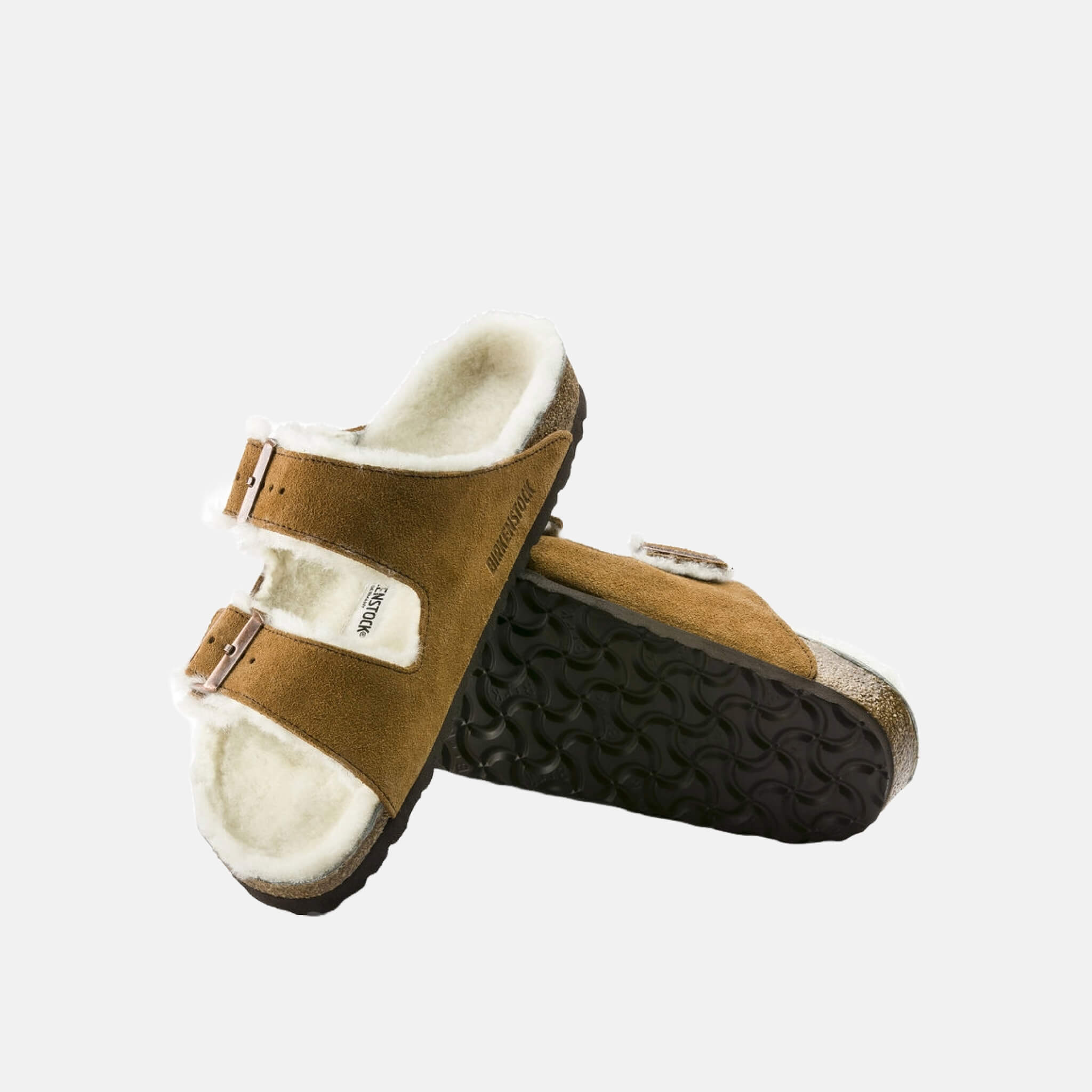 Hnedé Regular šľapky Birkenstock Arizona Shearling Suede Leather