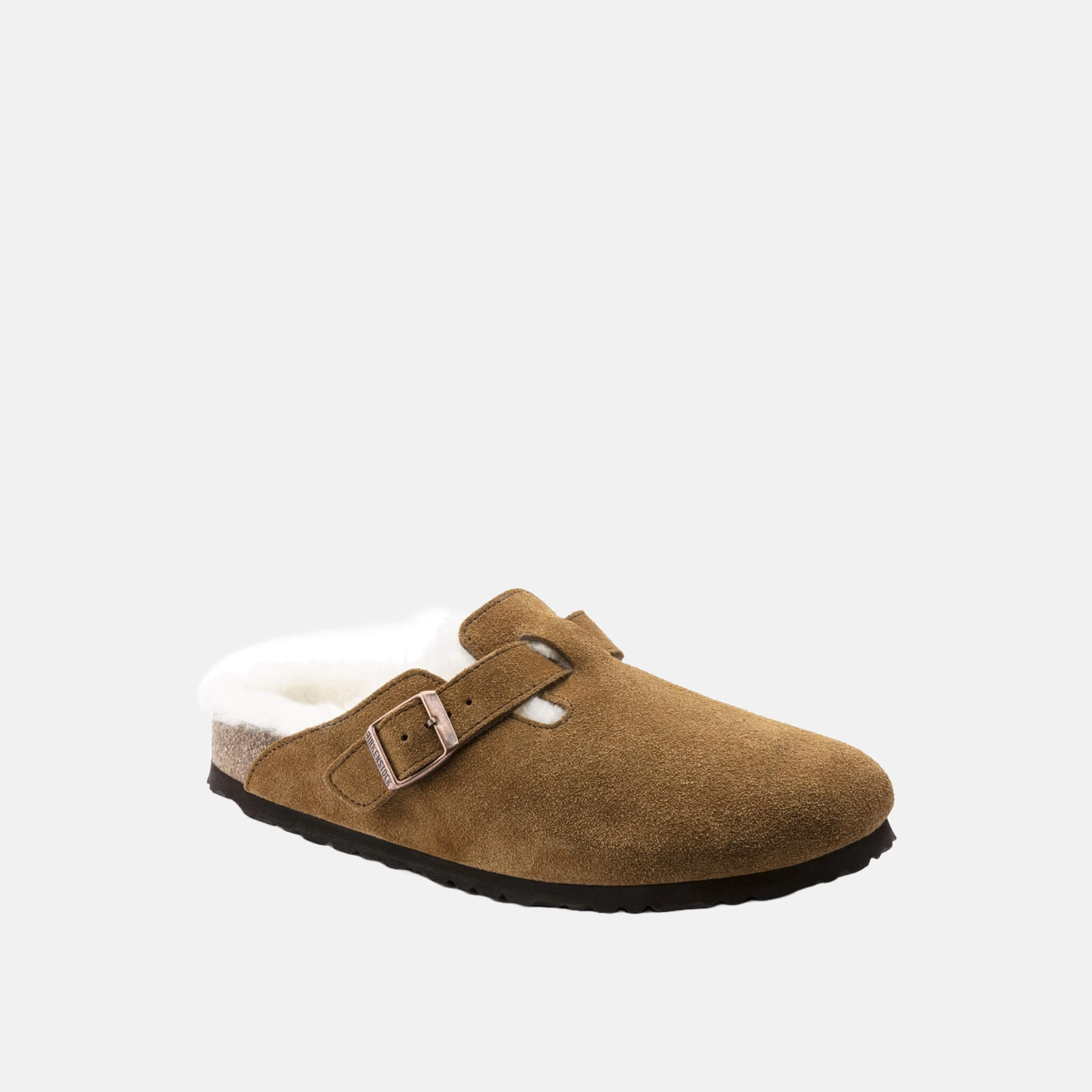 Hnedé Regular šľapky Birkenstock Boston Shearling Suede Leather