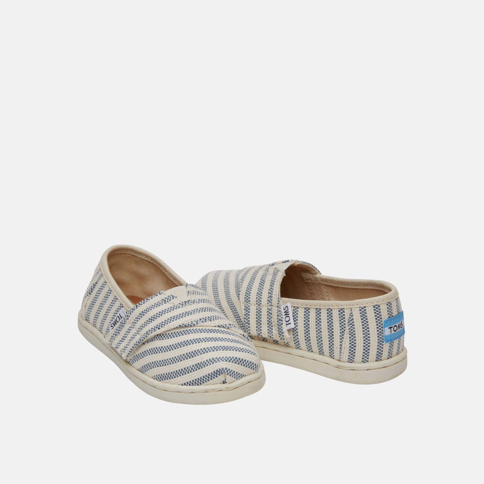 Detské krémovo-modré TOMS Stripes Seasonal Classics Tiny Alpargata