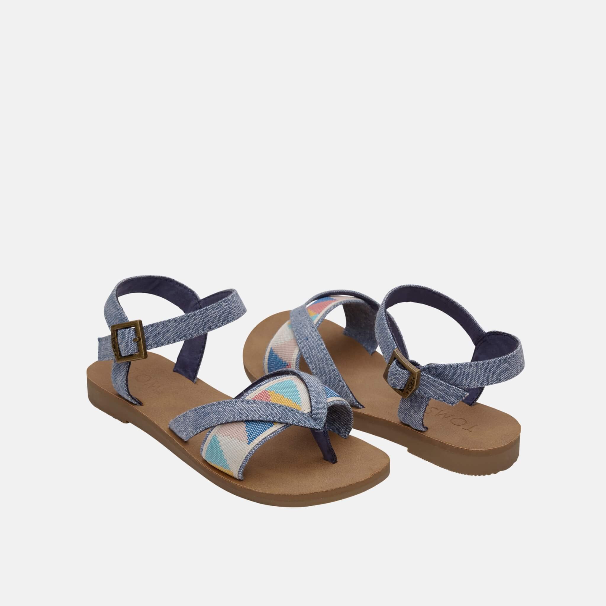 Detské modré sandálky TOMS Tribal Lexie