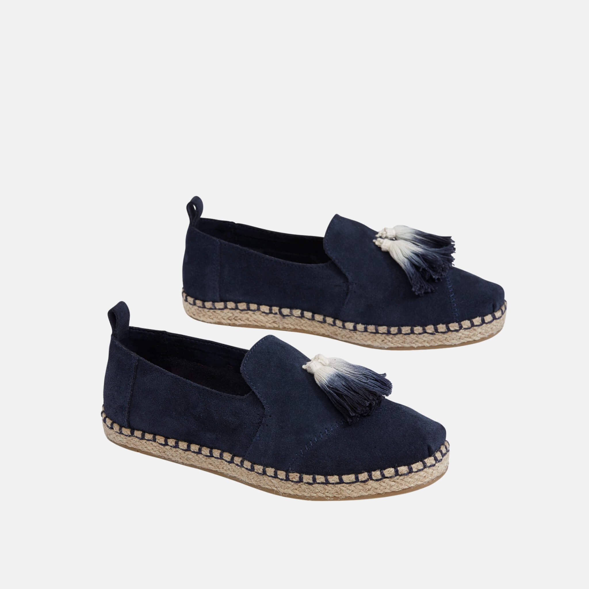 Dámske modré TOMS Tassel Suede Deconstructed Alpargata