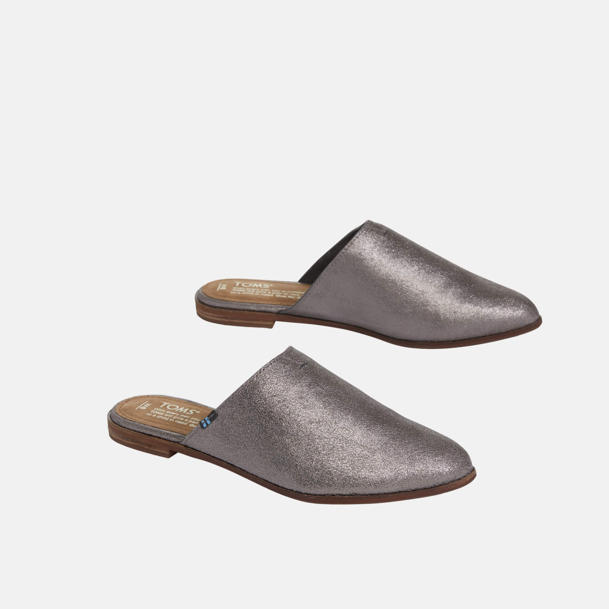 Dámske šedé šľapky TOMS Metallic Leather Jutti Mule