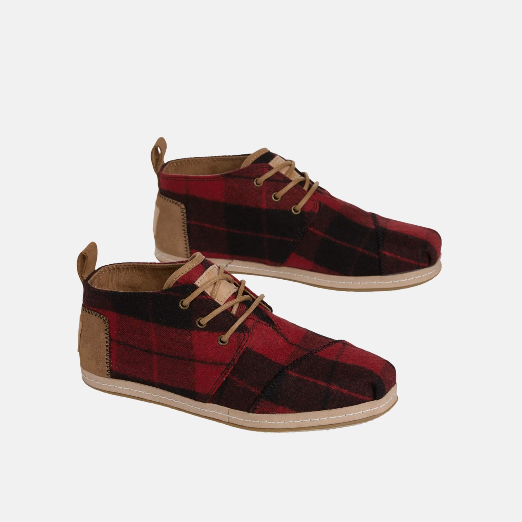 Dámske červené členkové topánky TOMS Plaid Venice Collection
