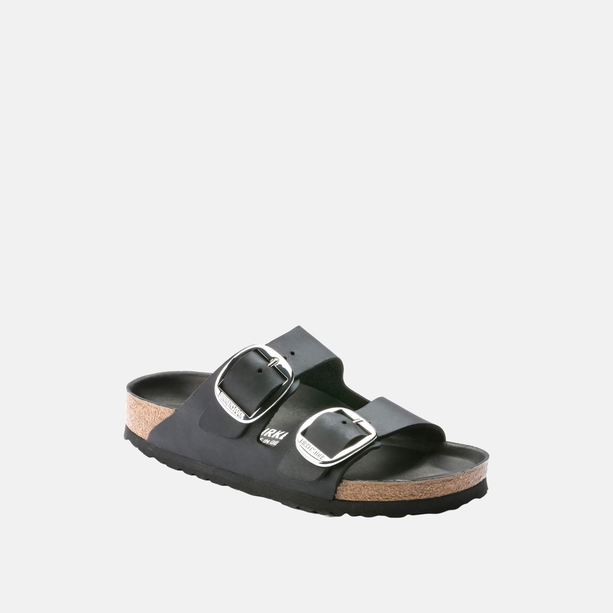 Čierne Regular šľapky Birkenstock Arizona Big Buckle Oiled Leather