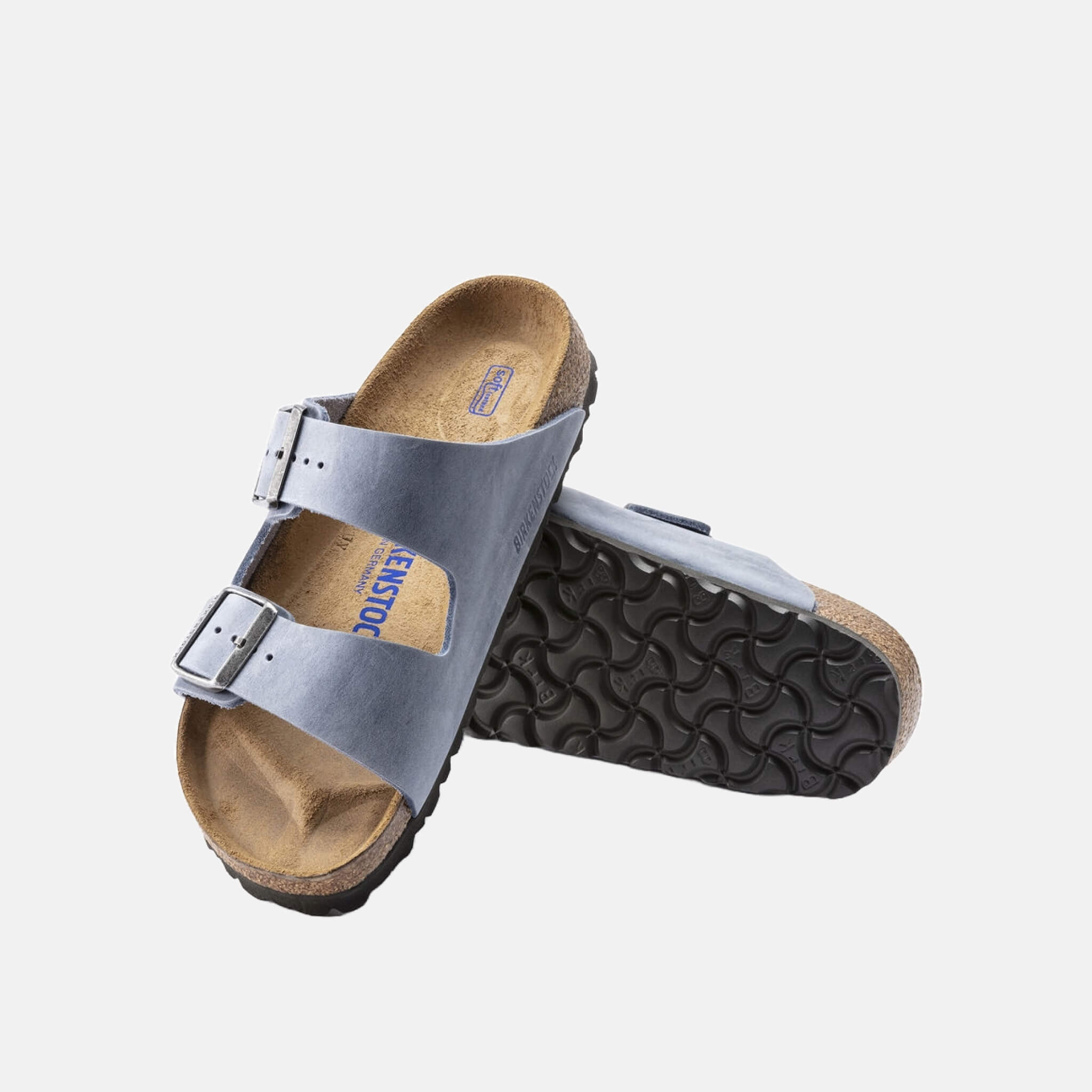 Modré Narrow šľapky Birkenstock Arizona Soft Footbed Oiled Leather