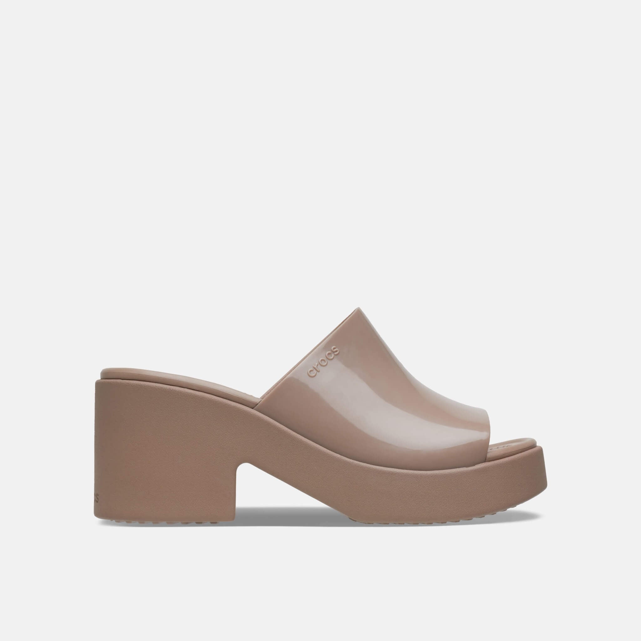 Brooklyn Slide High Shine Heel Latte