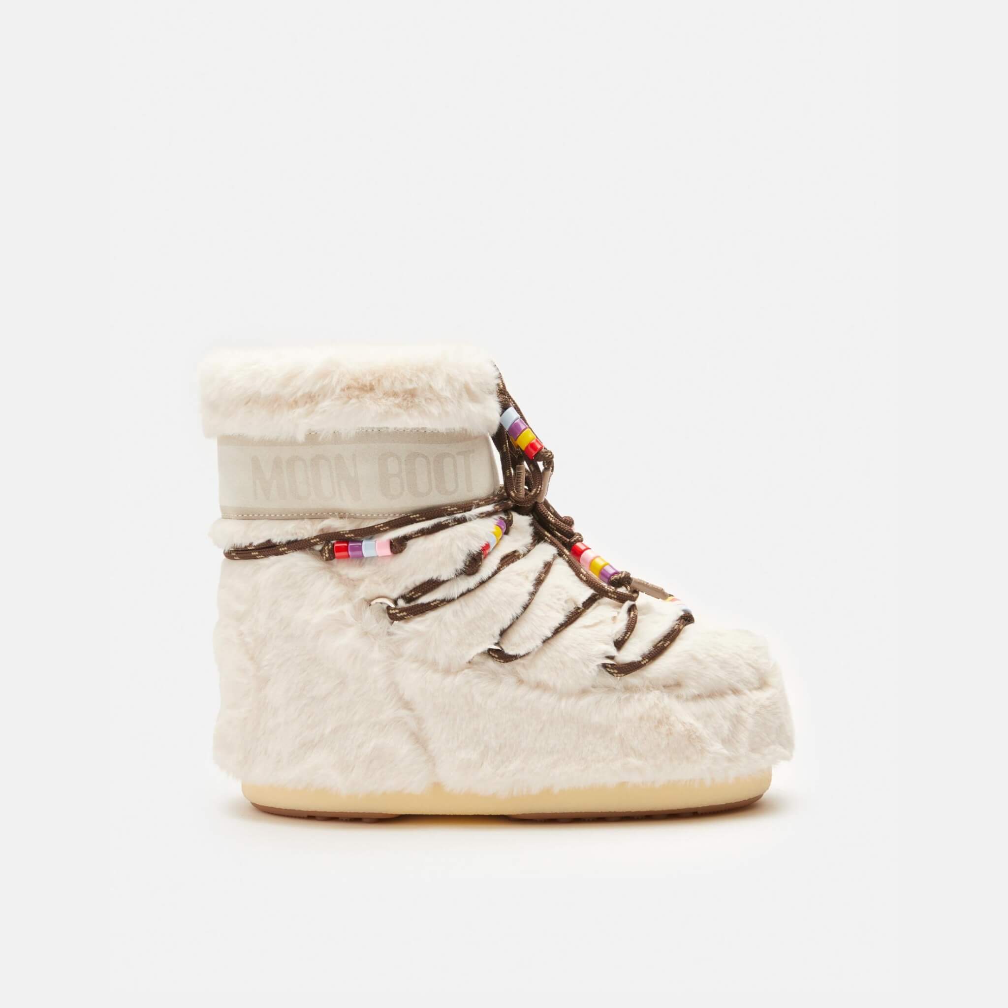 Dámske béžové snehule Moon Boot Icon Low Faux Fur Beads