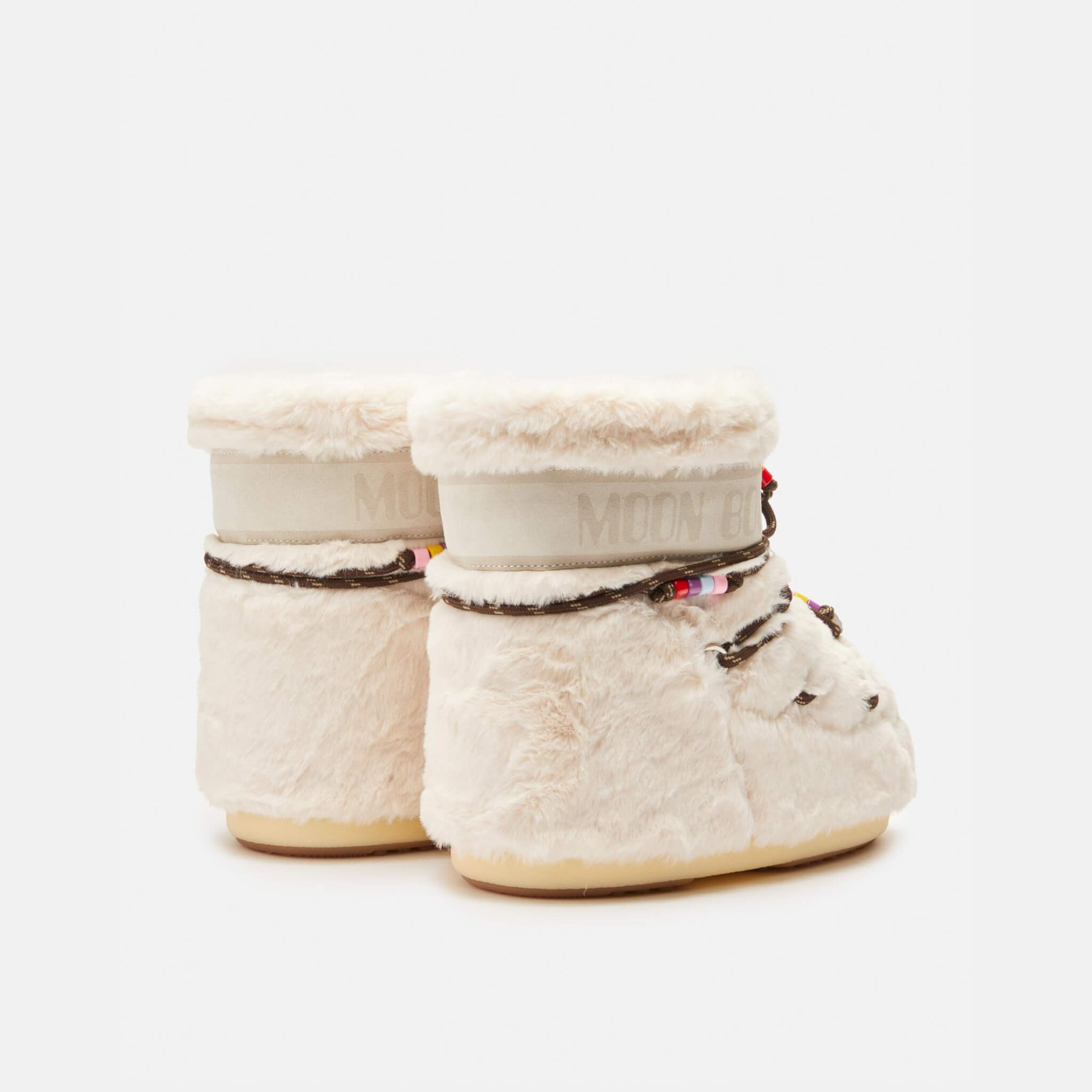 Dámske béžové snehule Moon Boot Icon Low Faux Fur Beads