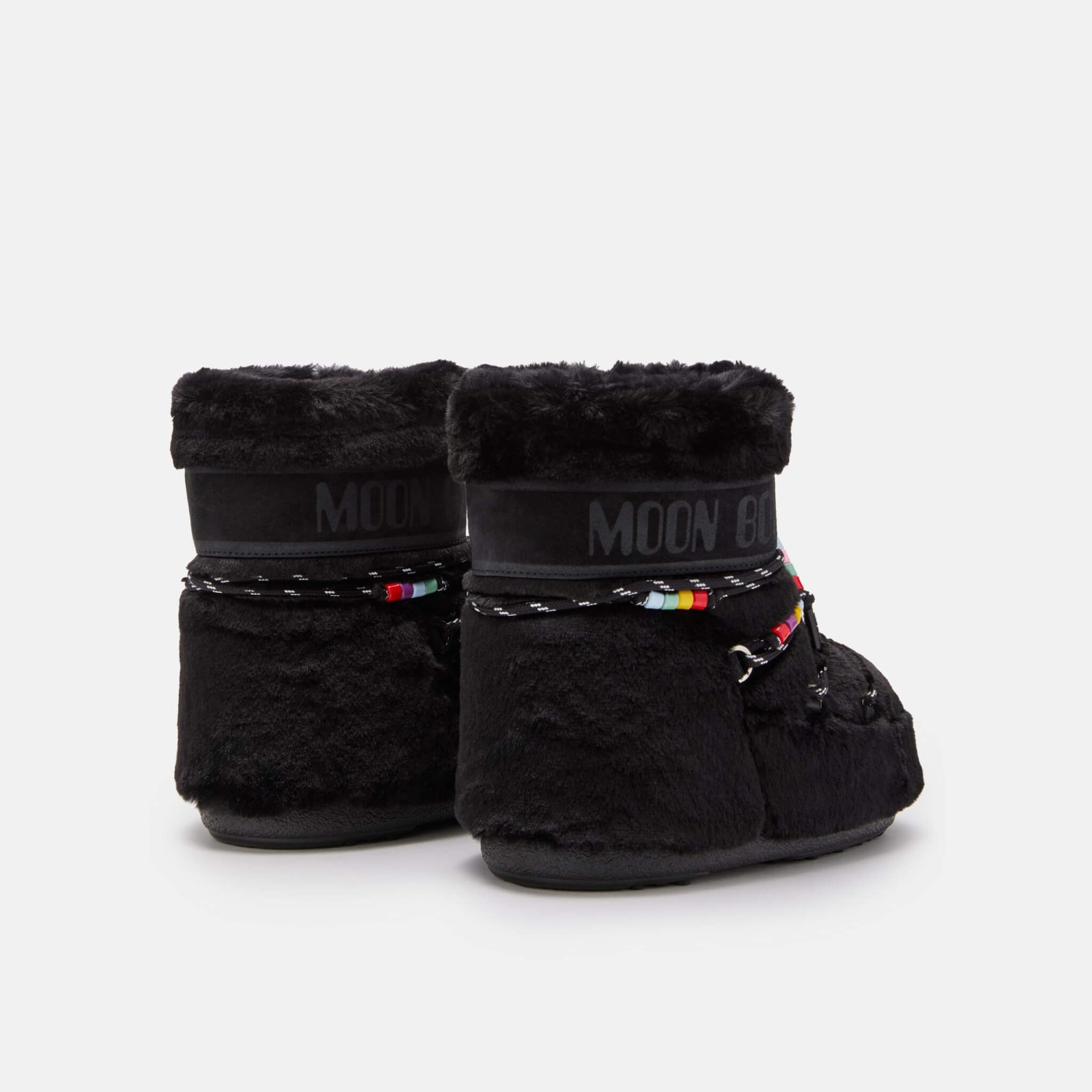 Dámske čierne snehule Moon Boot Icon Low Faux Fur Beads