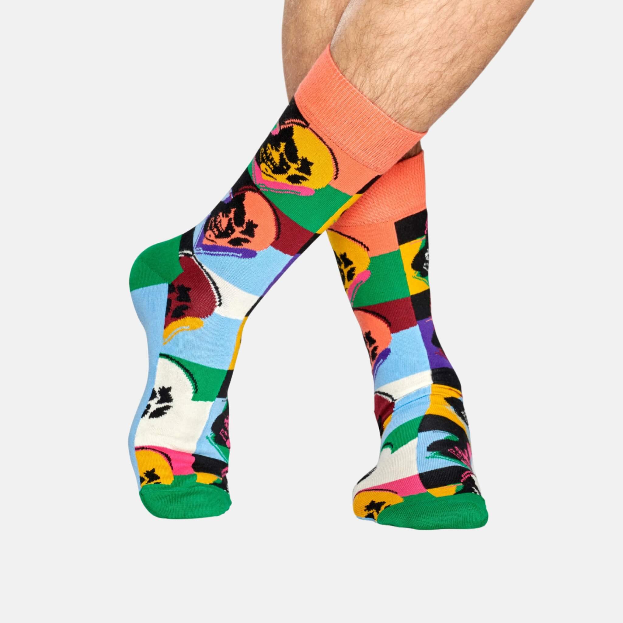 Farebné ponožky s lebkou z kolekcie Happy Socks x Andy Warhol, vzor Skull