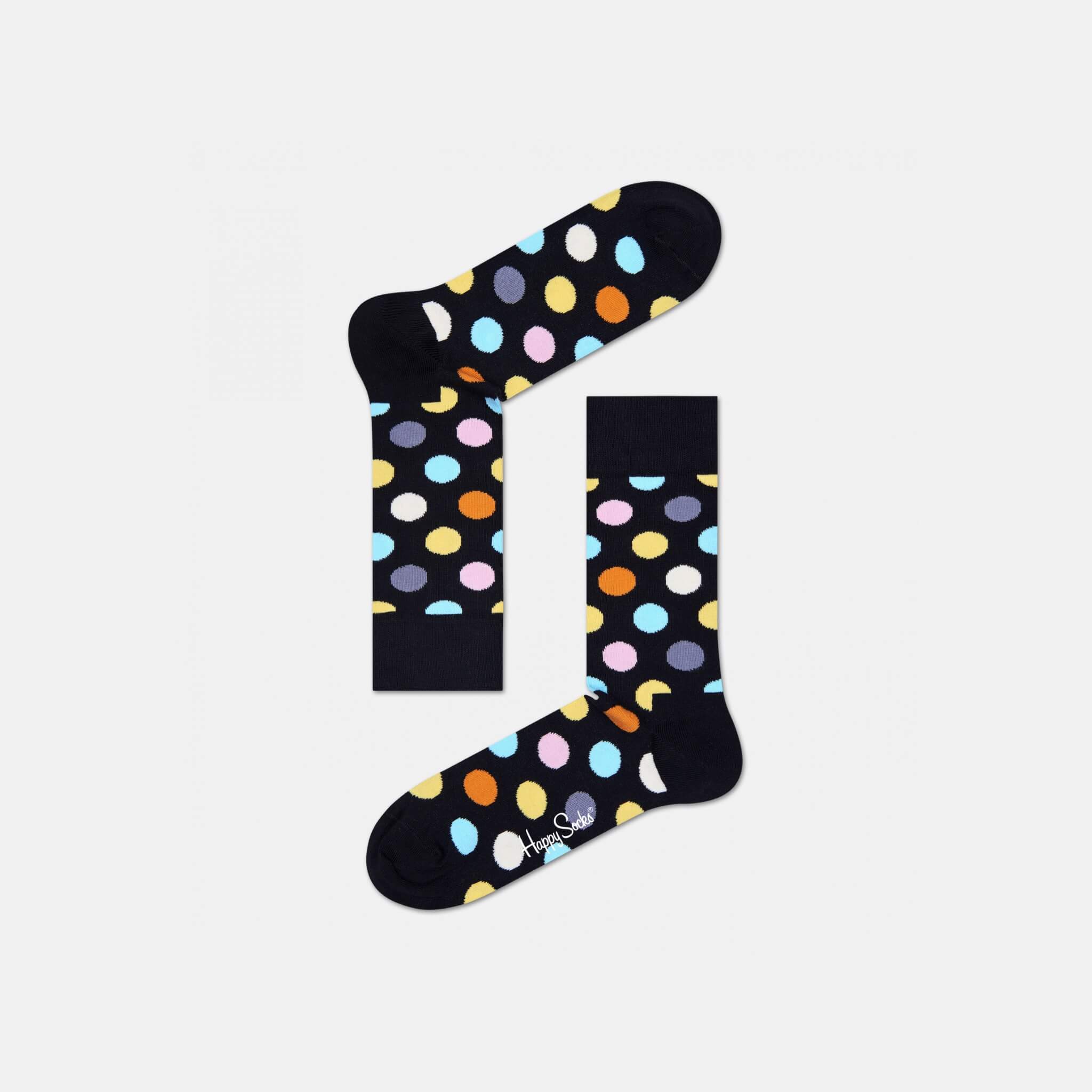 Čierne ponožky Happy Socks s bodkami, vzor Big Dot