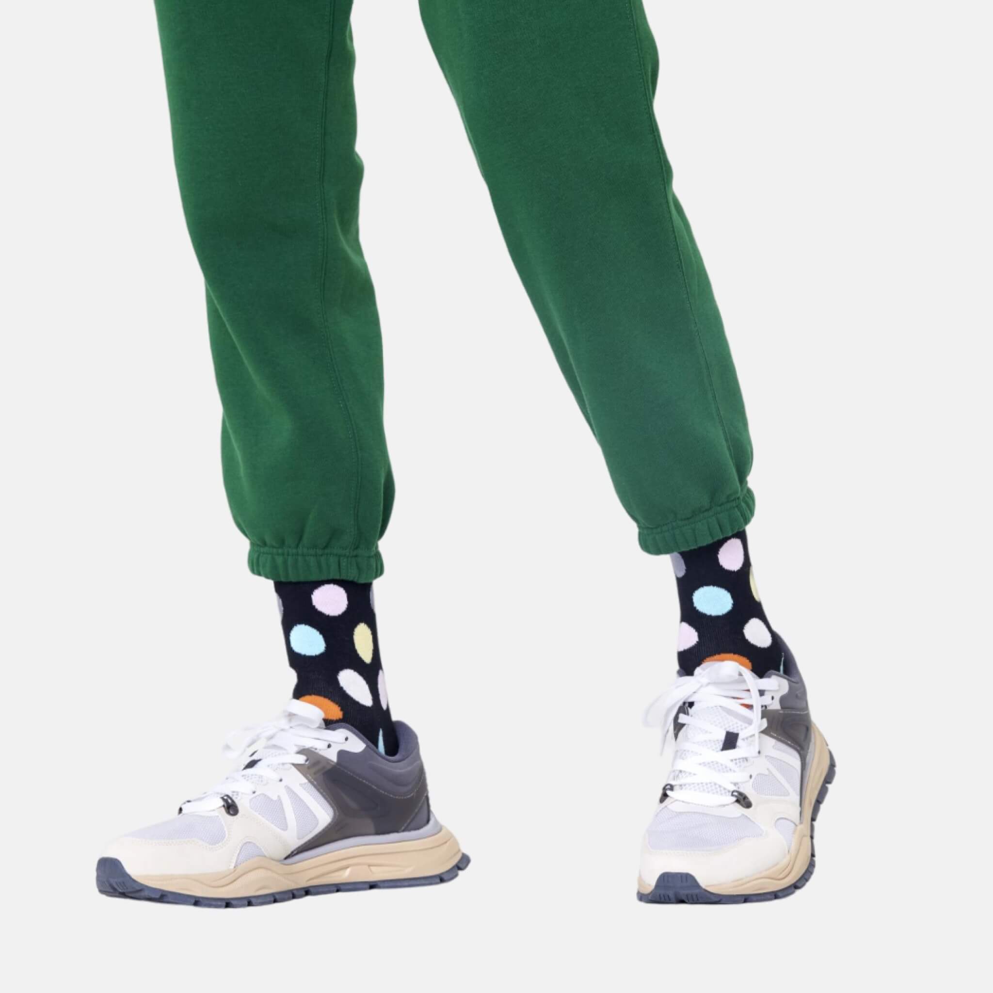 Čierne ponožky Happy Socks s bodkami, vzor Big Dot