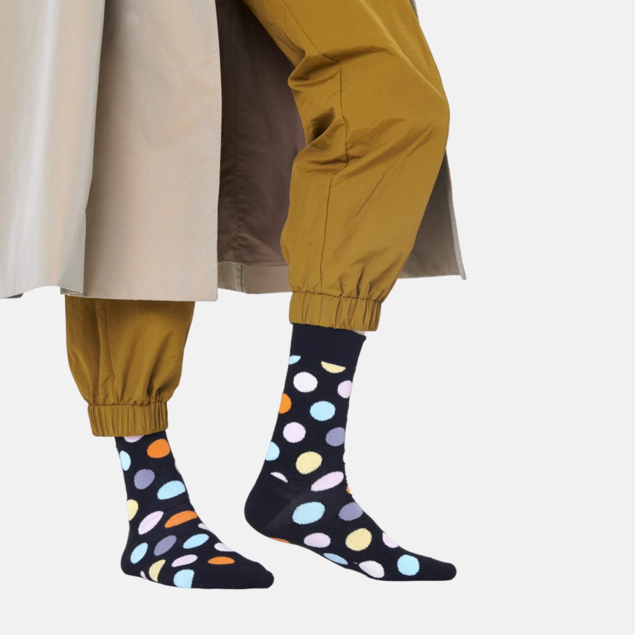 Čierne ponožky Happy Socks s bodkami, vzor Big Dot