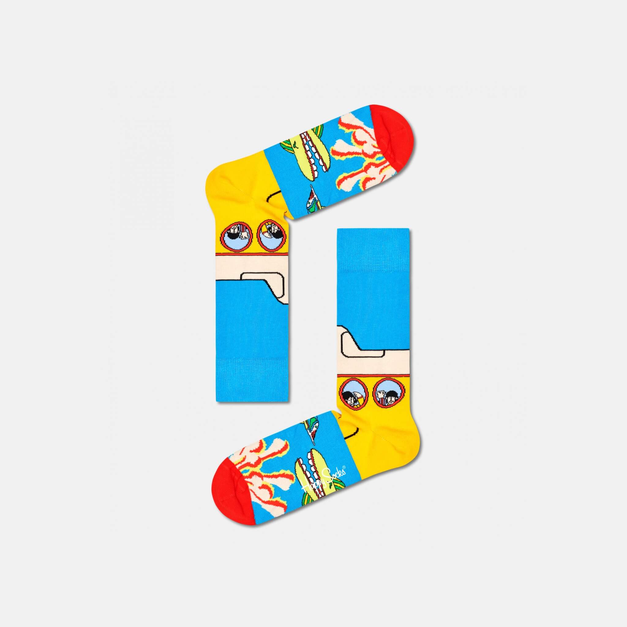 Modro-žlté ponožky Happy Socks x Beatles, vzor Yellow Submarine