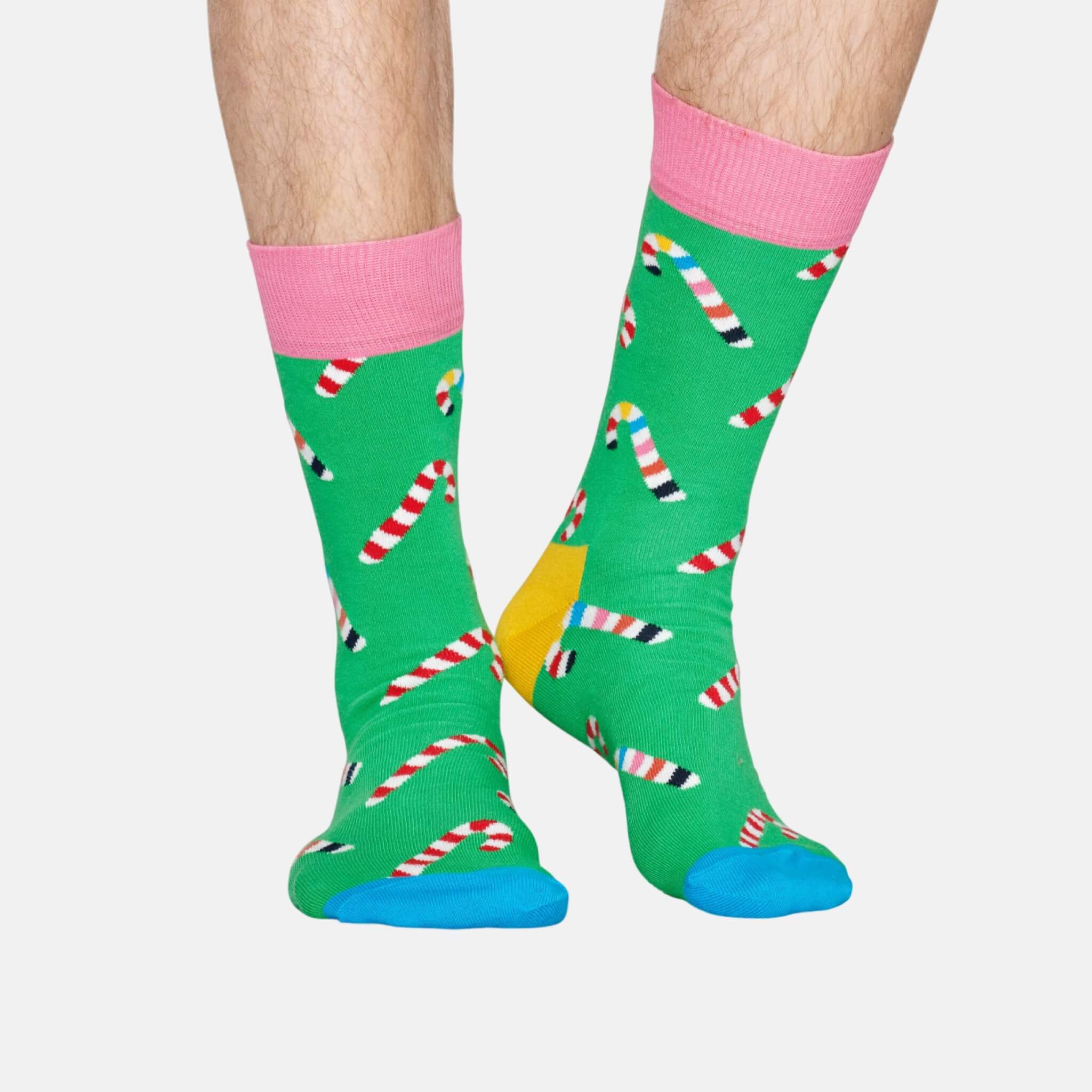 Zelené ponožky Happy Socks s cukrovými paličkami, vzor Candy Cane