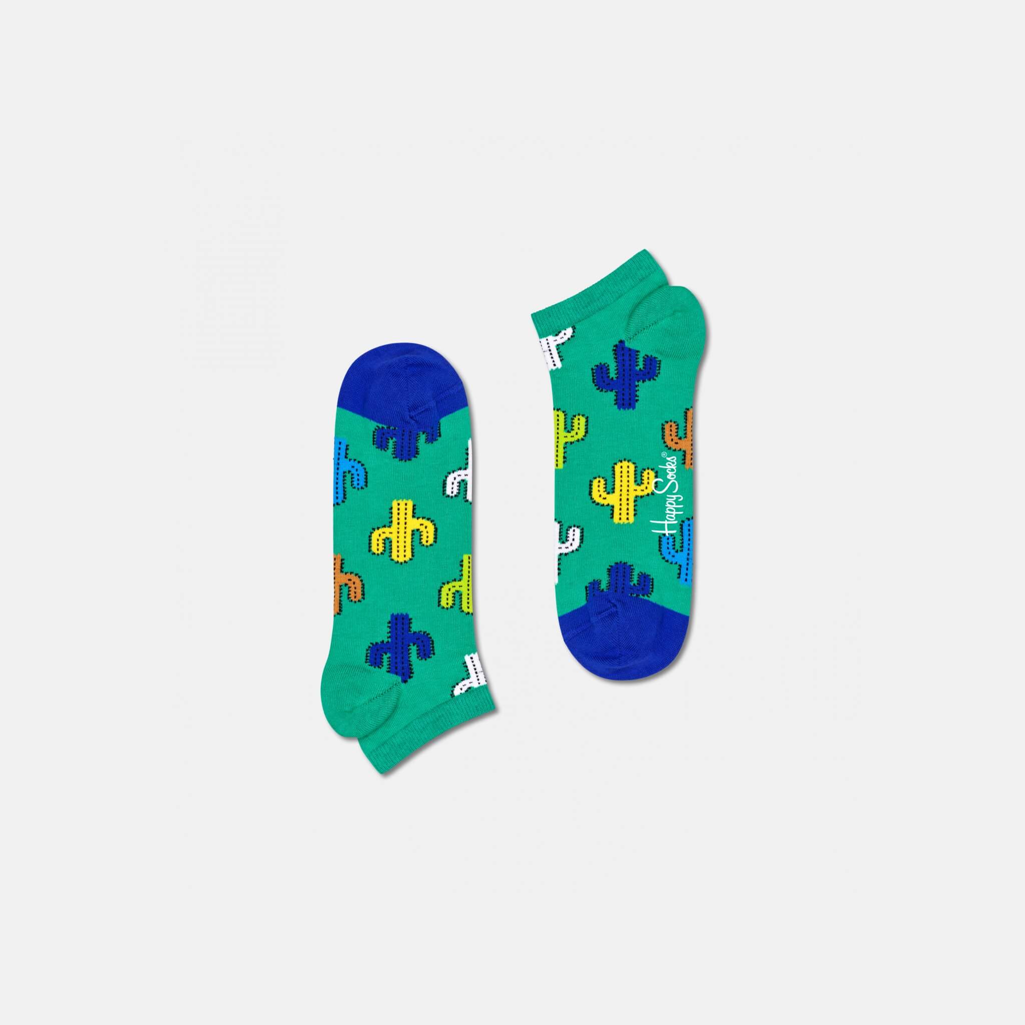 Zelené nízke ponožky Happy Socks s kaktusmi, vzor Cactus