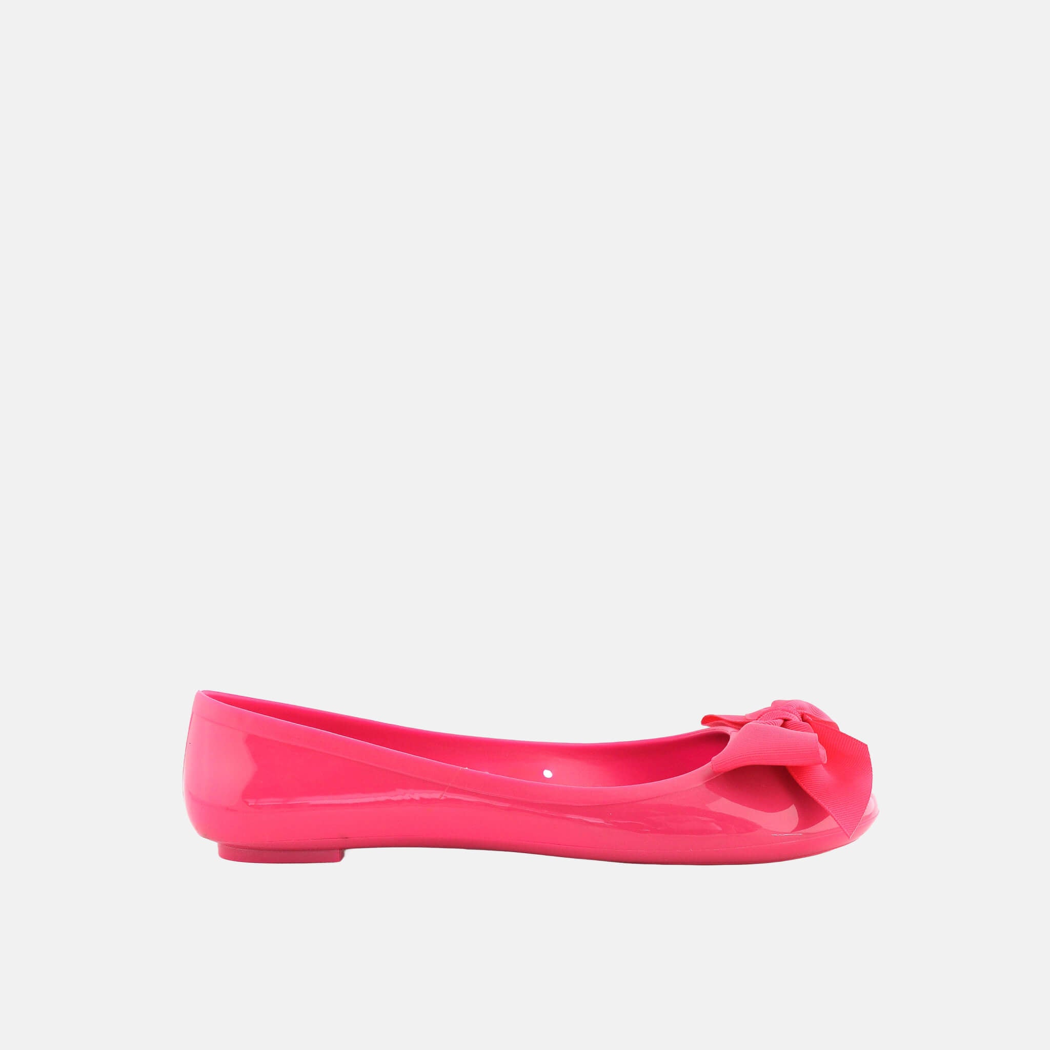 Jelly Ballerina With Solid Bow Fuxia