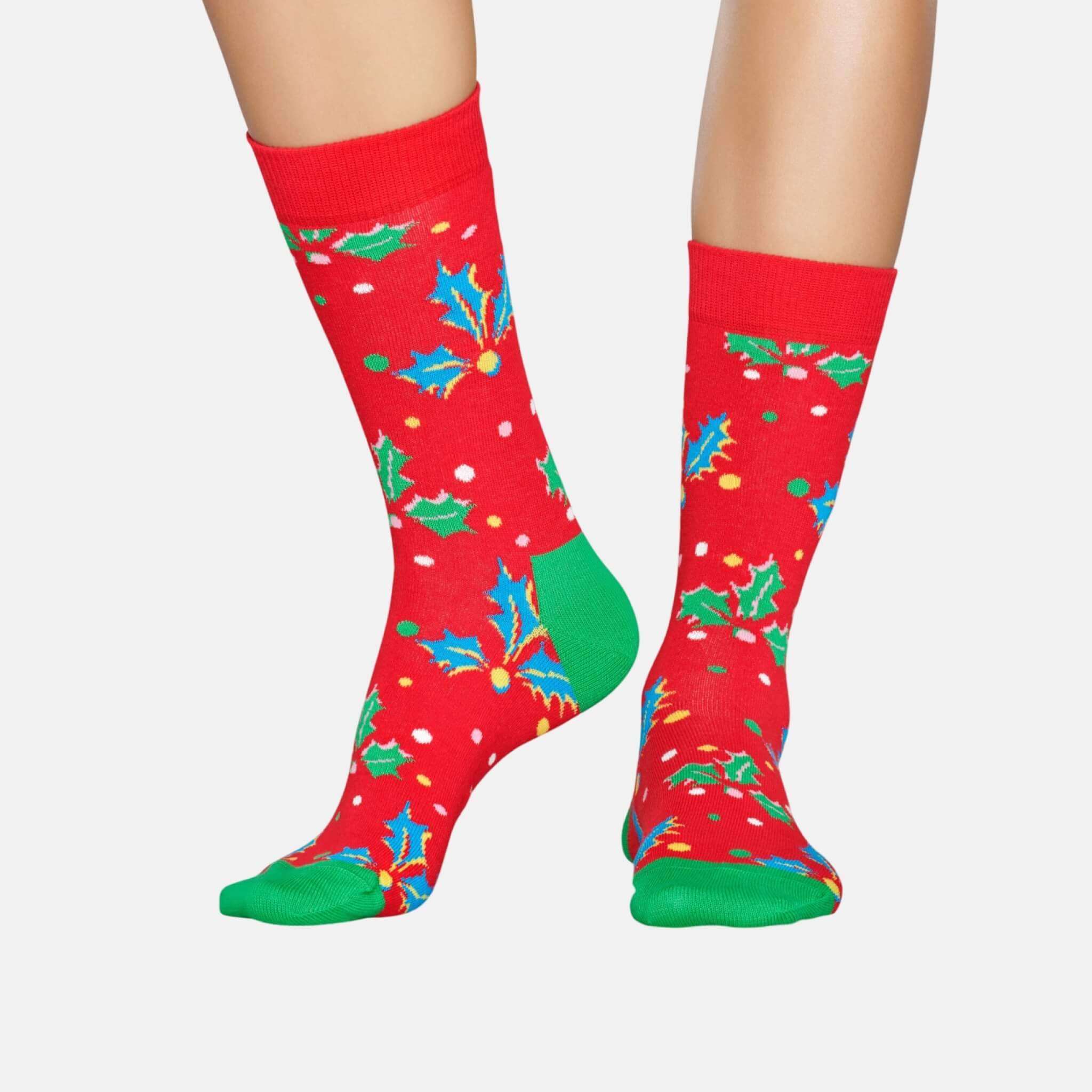 Červené ponožky Happy Socks s cezmínou, vzor Holly