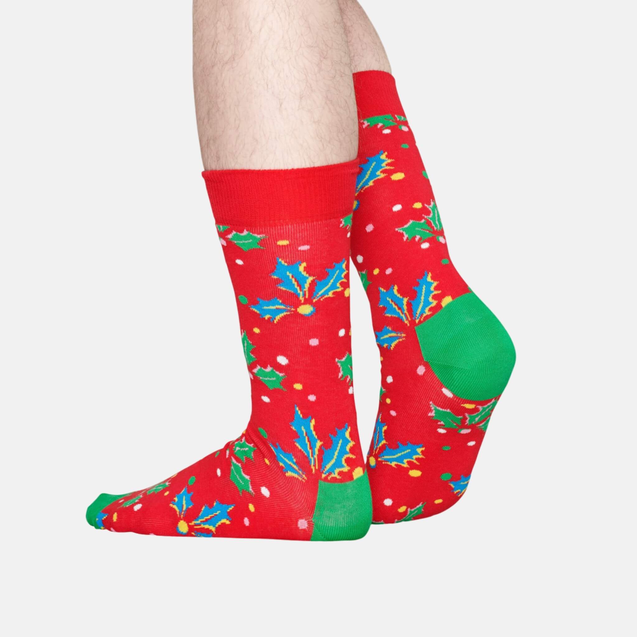 Červené ponožky Happy Socks s cezmínou, vzor Holly