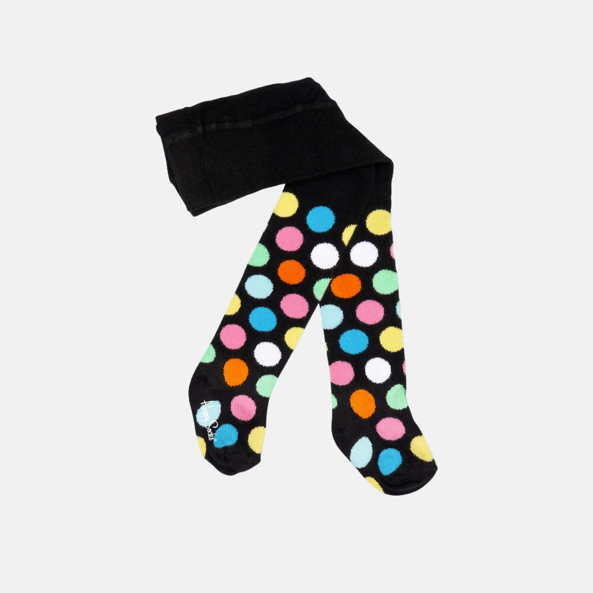 Detské čierne punčocháče Happy Socks s barevnými puntíky