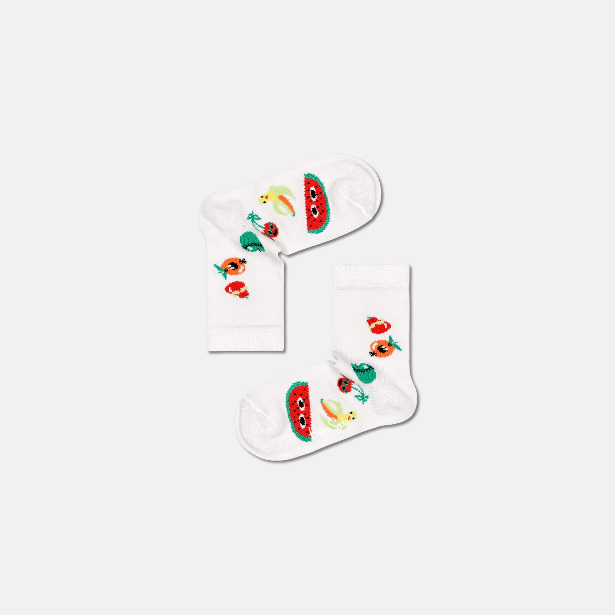 Detské biele ponožky Happy Socks s ovocím, vzor Fruit Tower