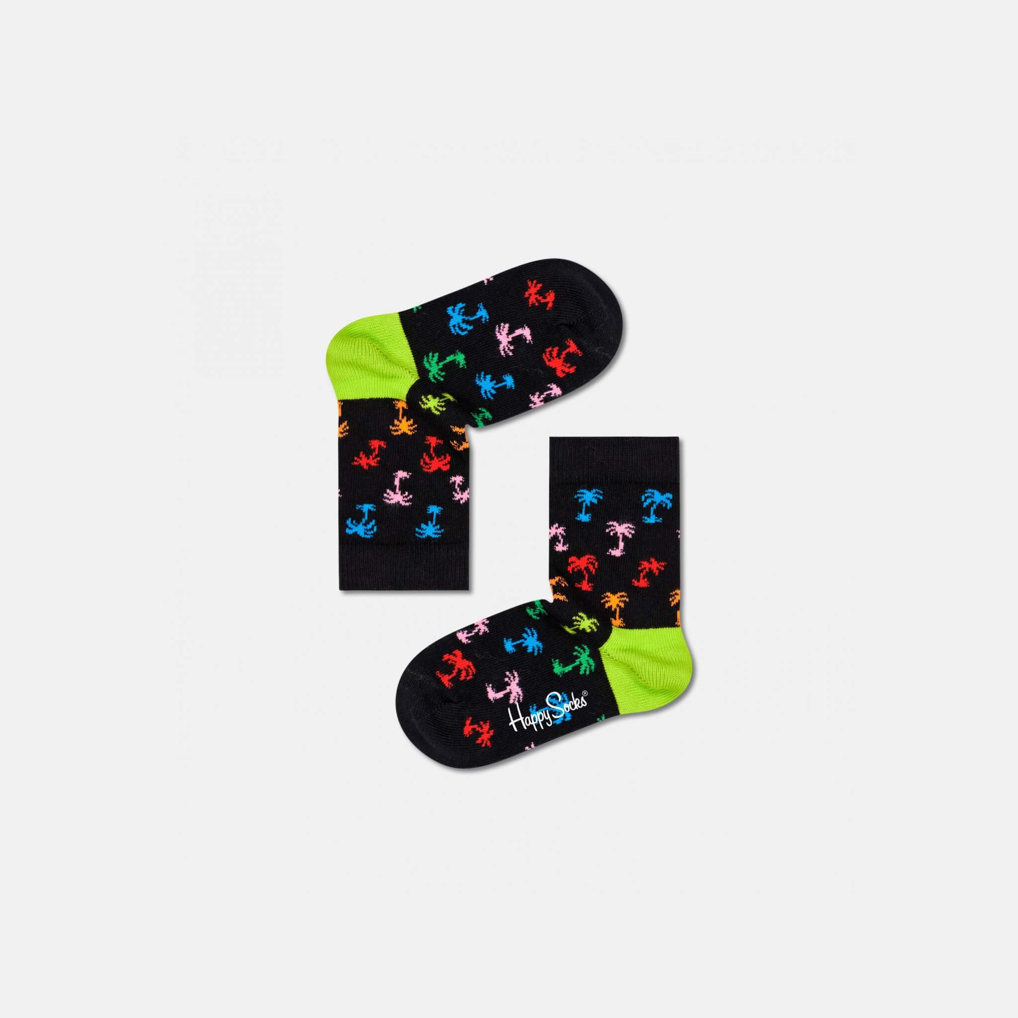 Detské čierne ponožky Happy Socks s palmami, vzor Palm