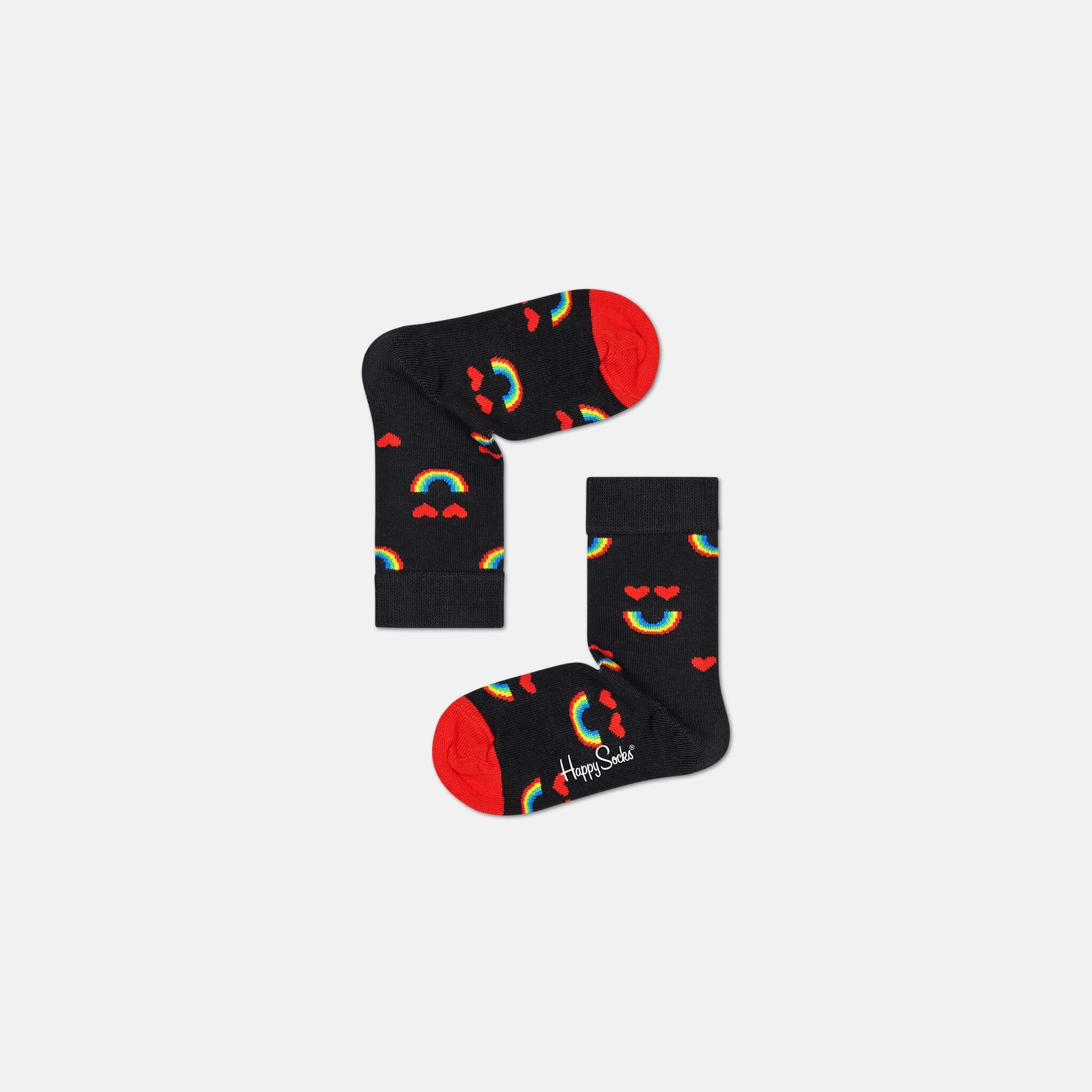 Detské čierne ponožky Happy Socks s dúhou, vzor Rainbow Smile