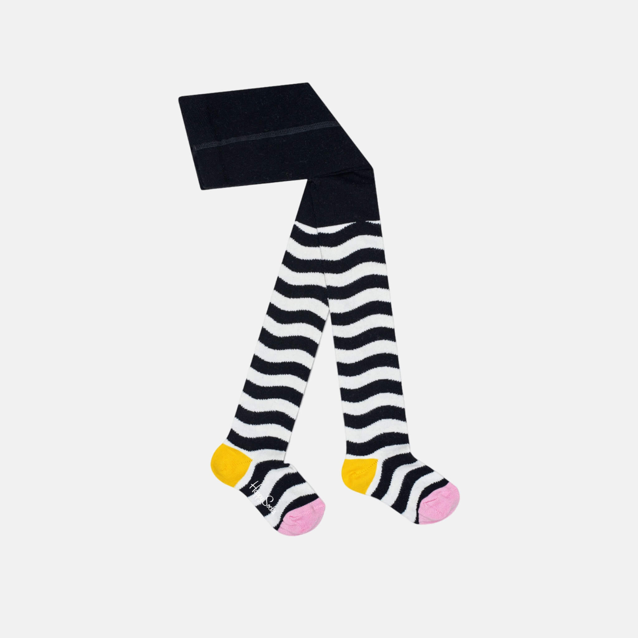 Detské čierno-biele pančuchy Happy Socks so vzorom Wavy