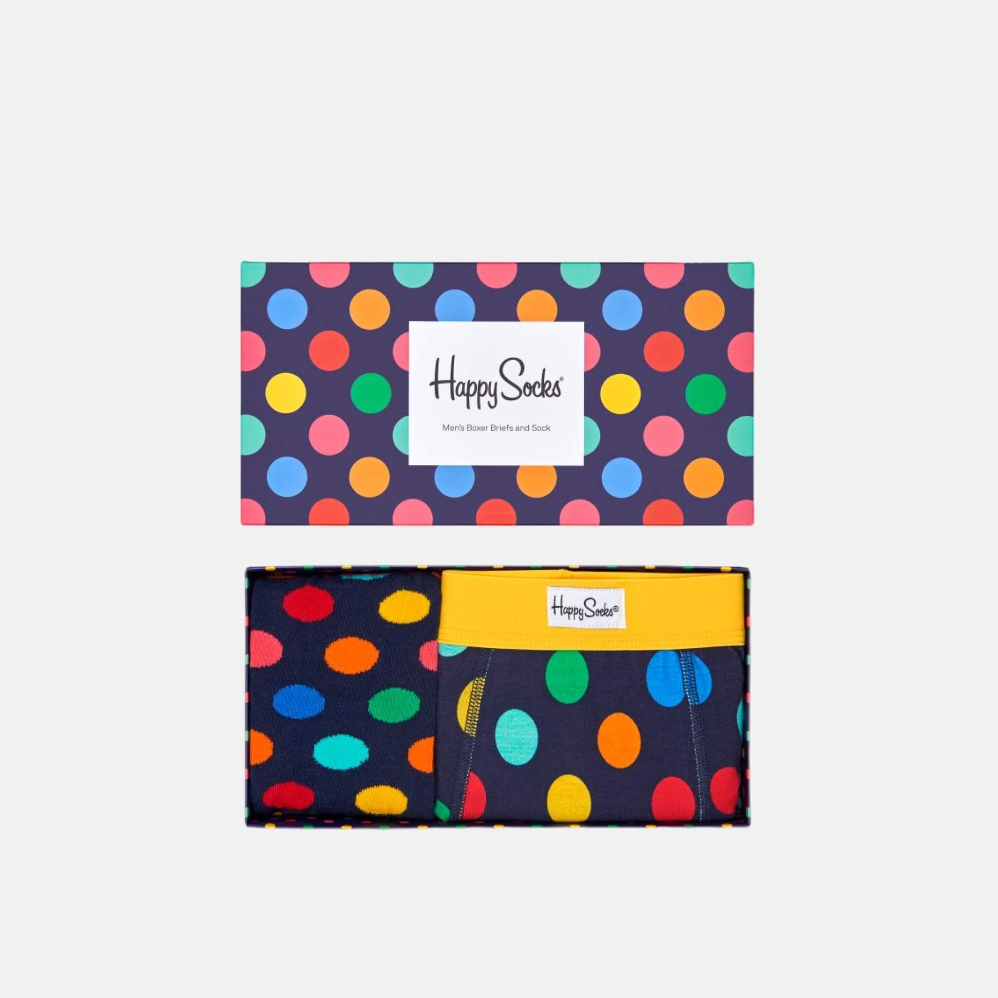 Darčekový box ponožiek a boxeriek Happy Socks Combo Big Dot Blue - 2 páry