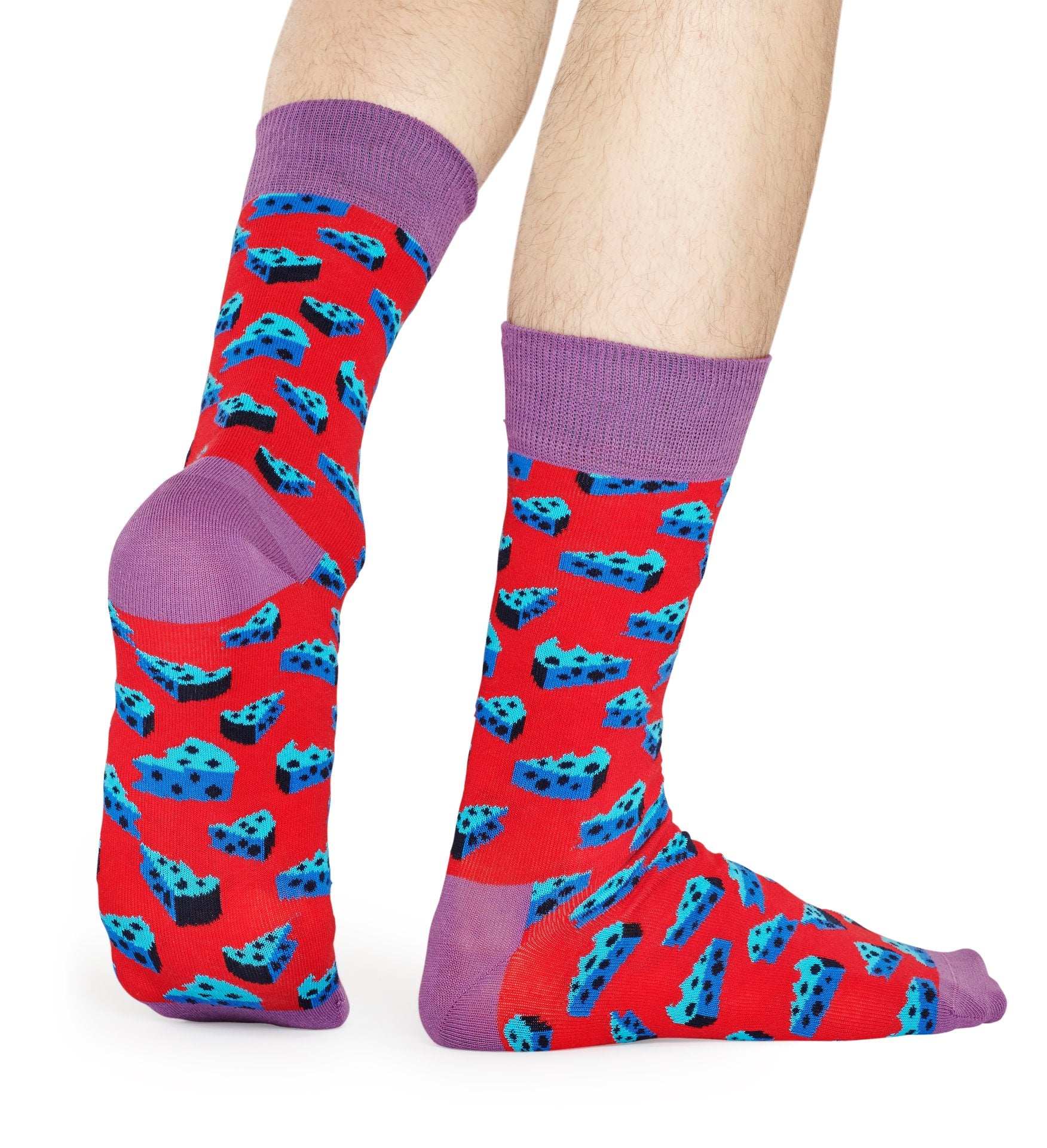 Červeno-modré ponožky Happy Socks so syrom, vzor Cheeso