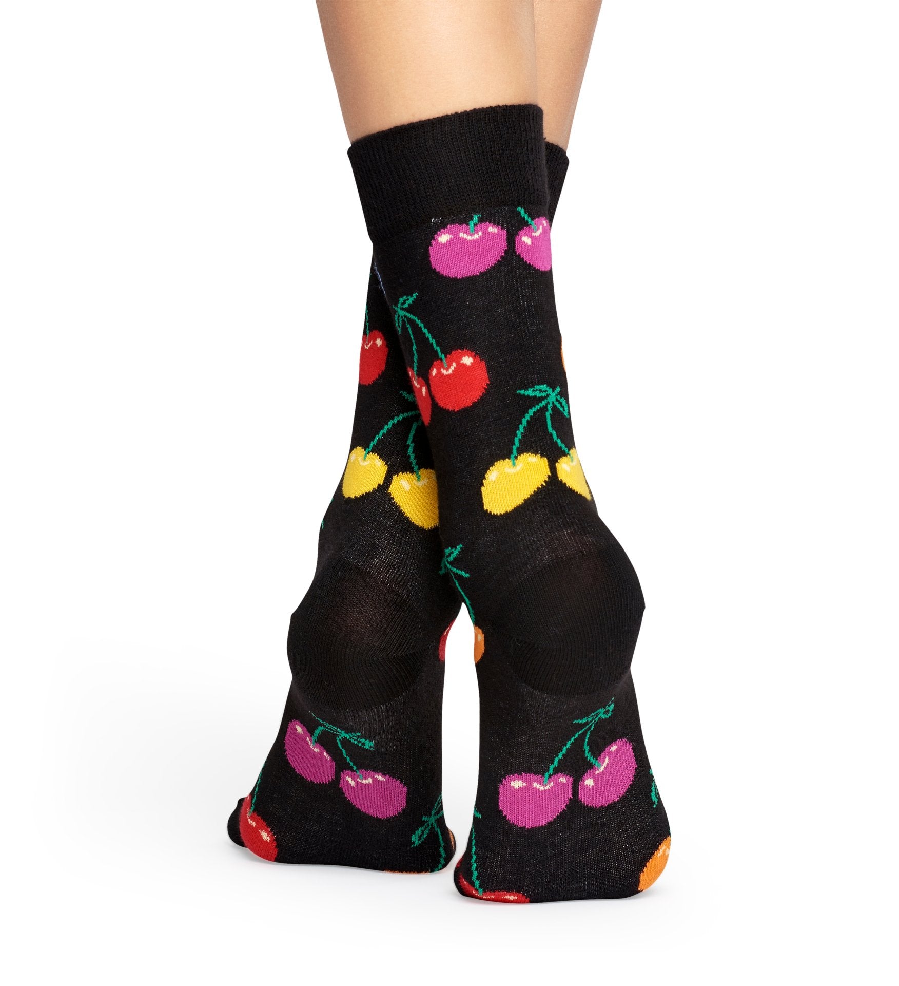 Čierne ponožky Happy Socks s farebnými čerešňami, kolekcia Vitamins
