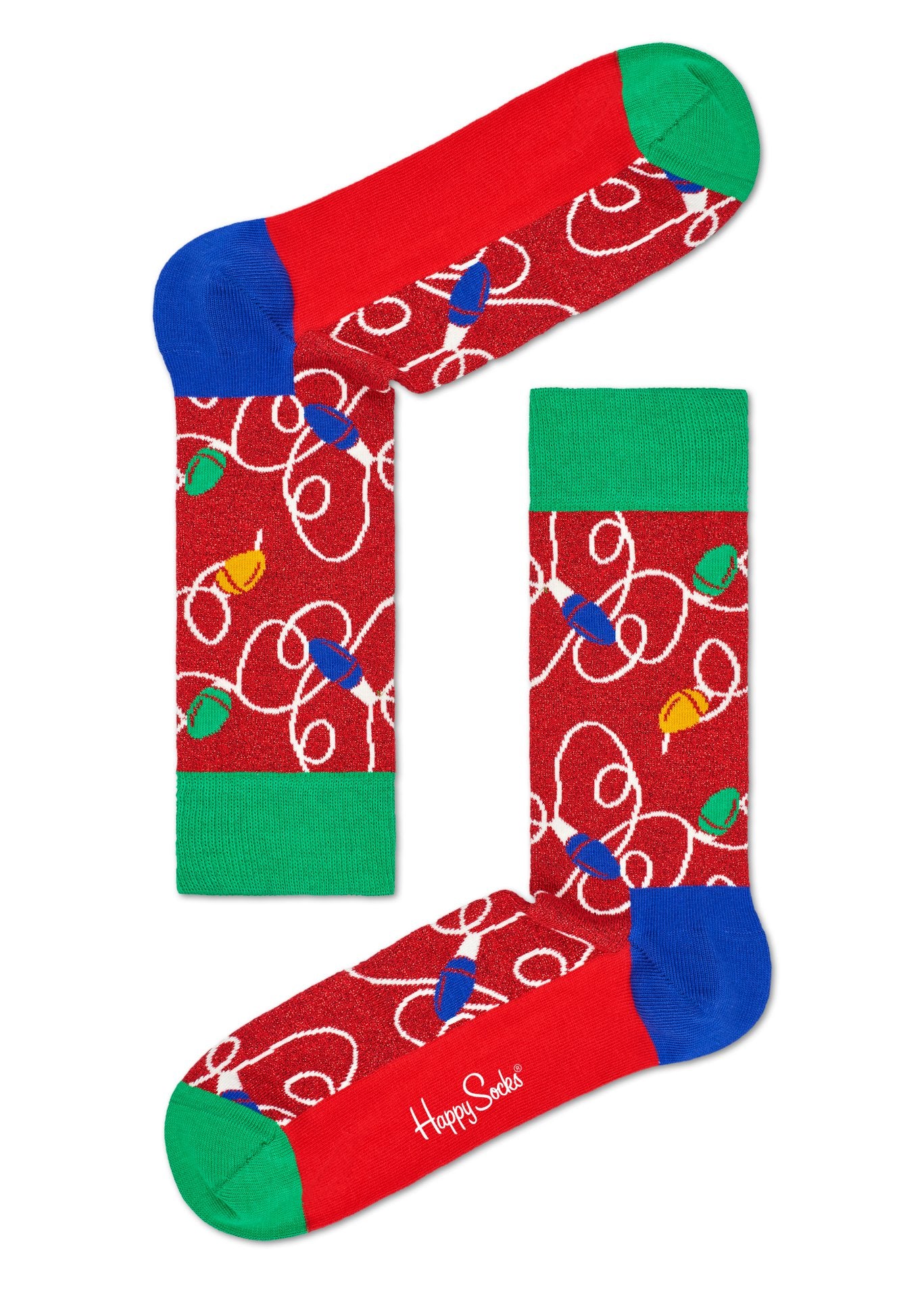 Červené ponožky Happy Socks s vianočným vzorom Holiday lights