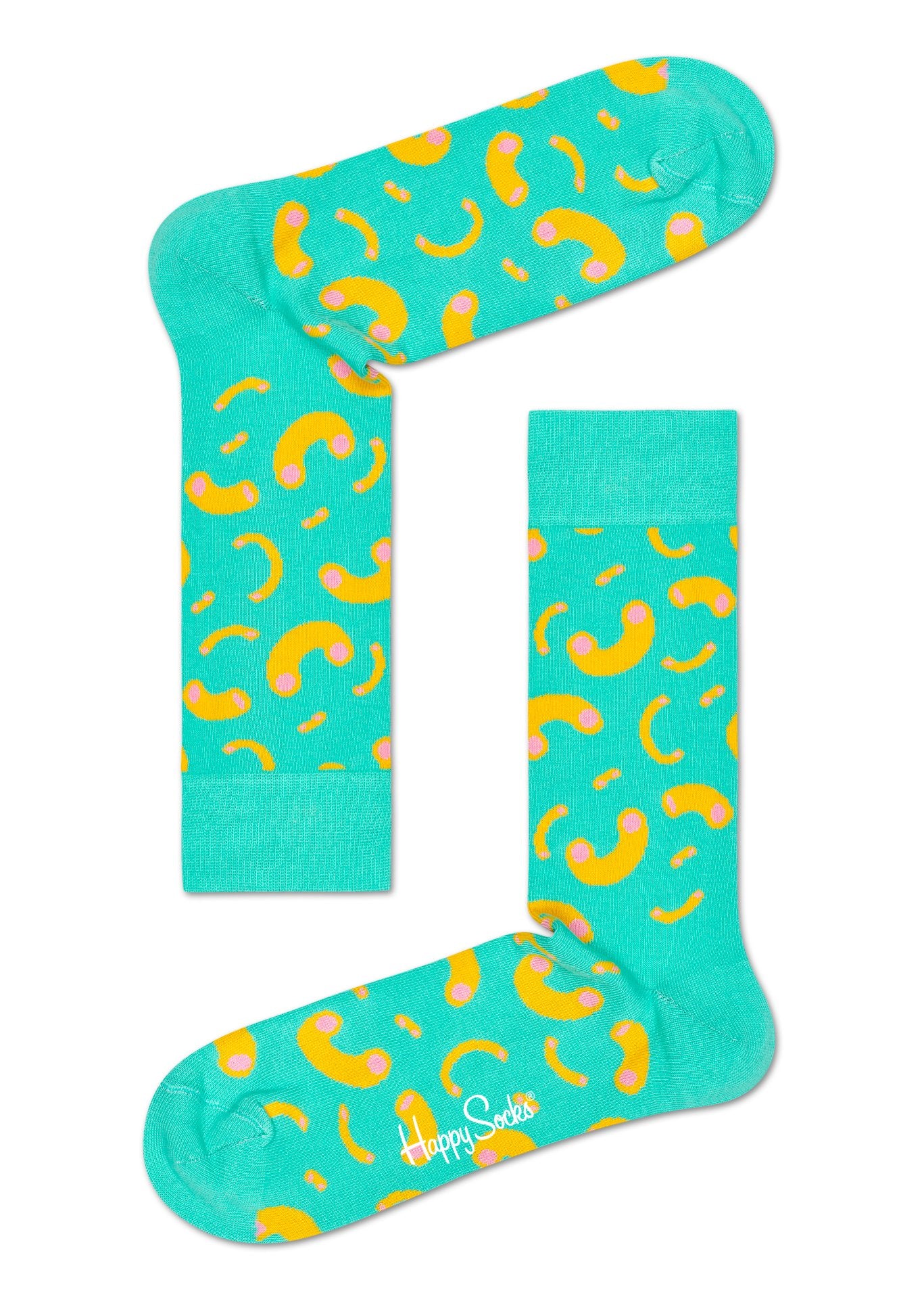 Tyrkysové ponožky Happy Socks s makarónmi, vzor Macaroni