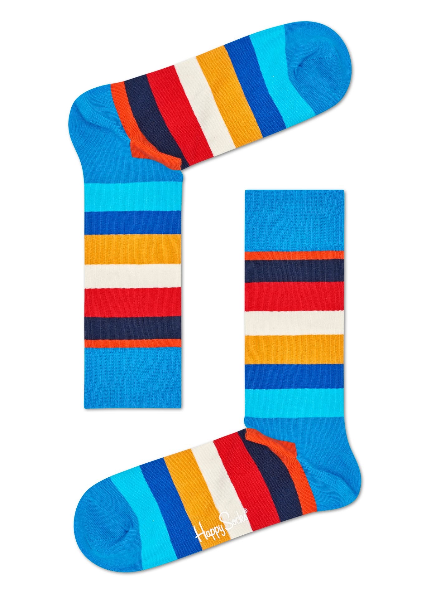 Farebné (svetlomodré) pruhované ponožky Happy Socks, vzor Stripe