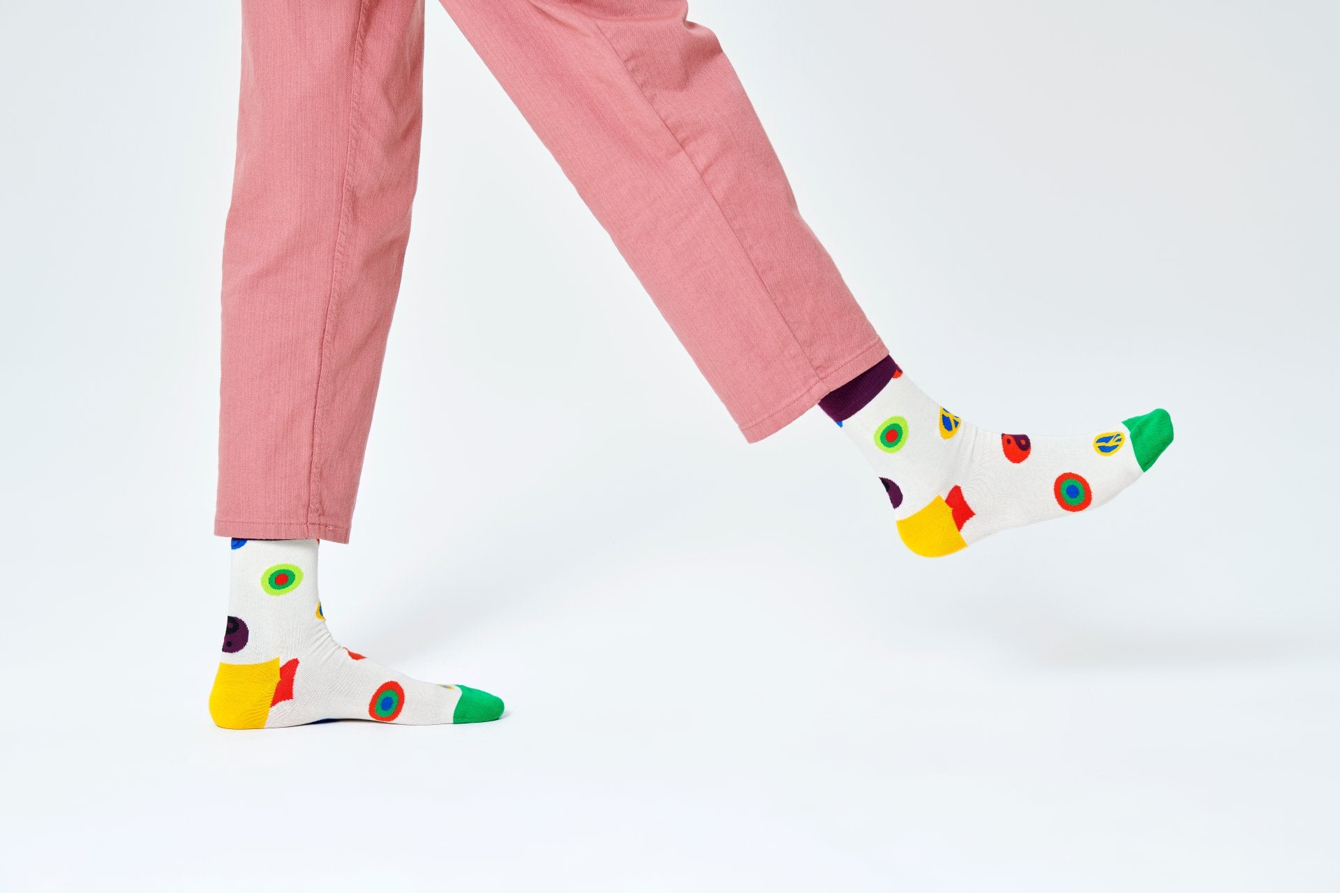 Biele ponožky Happy Socks s obrázkami, vzor Symbol Dot