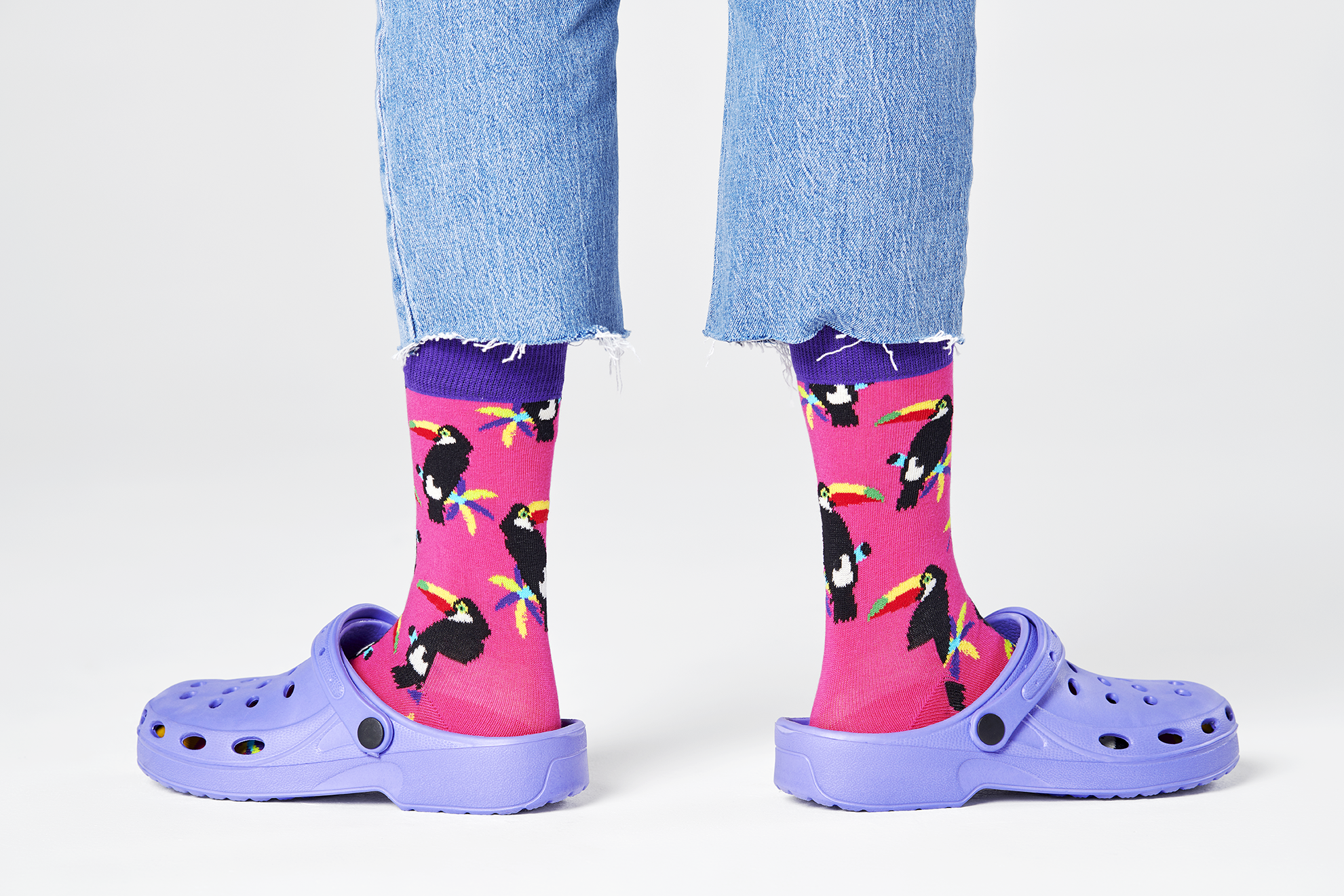 Ružové ponožky Happy Socks s tukanom, vzor Toucan