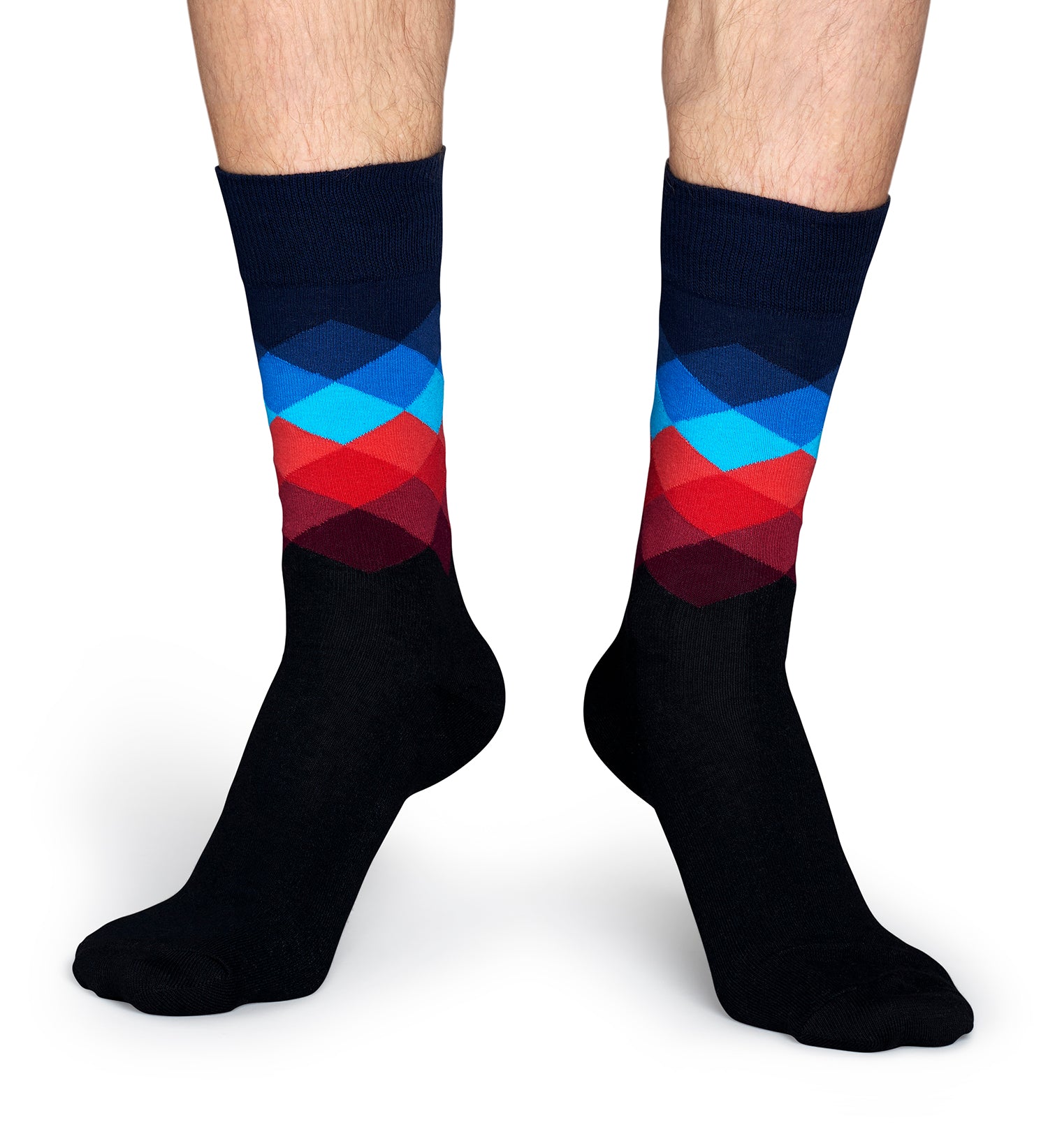 Černé ponožky Happy Socks s barevnými kosočtverci, vzor Faded Diamond