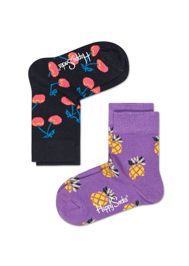 Detské farebné ponožky Happy Socks, dva páry - Pineapple a Cherry